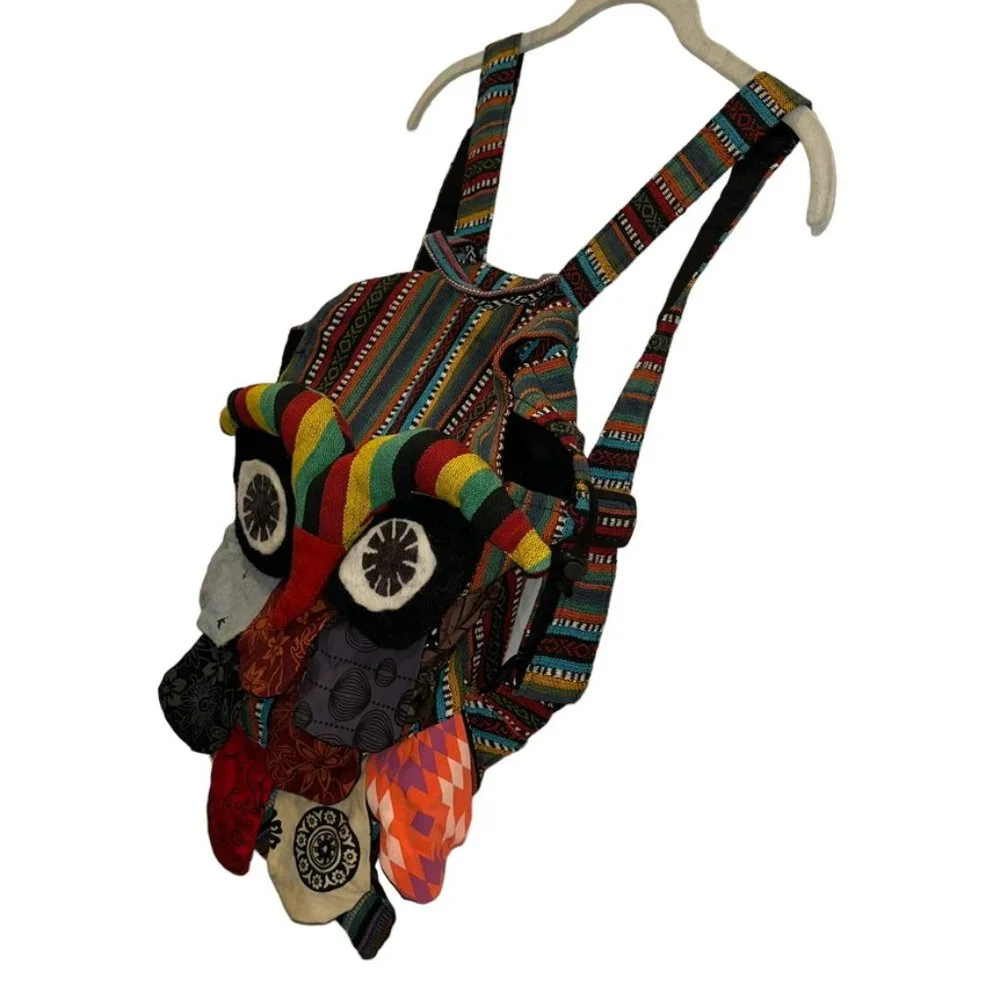 African Patchwork OWL cotton back pack TRAVEL